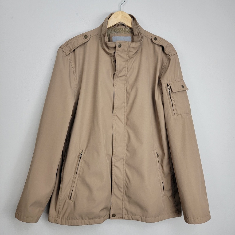 Wilsons Leather Soft Shell Full Zip Snap Tan Jacket Mens Size XXL READ